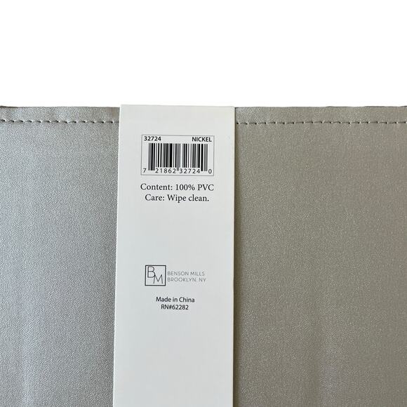 Allegro Metallic Silver Faux Leather Placemats 13x18 Set of 4 Holiday Glam NEW - Picture 12 of 15